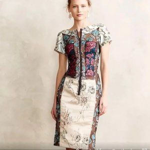 Anthropologie Byron Lars Beguile Brocade Floral Pencil Dress